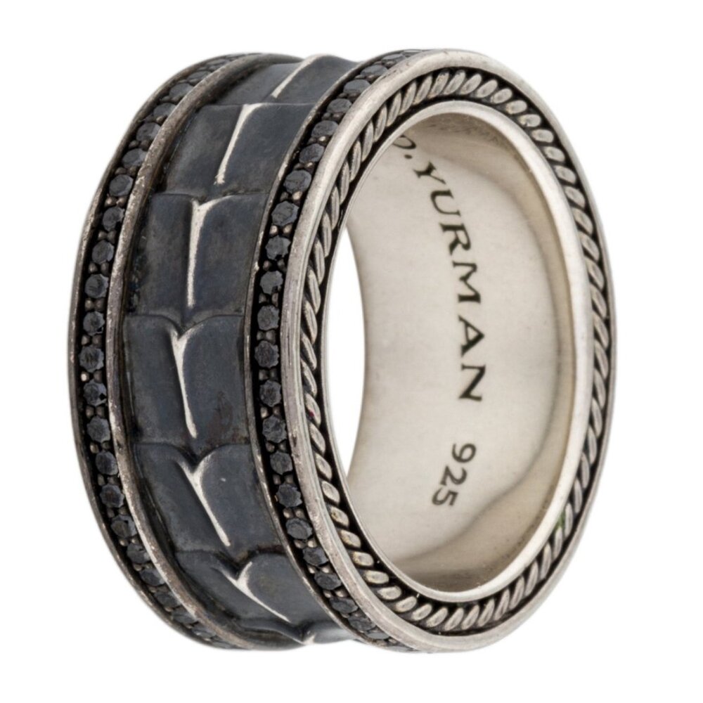 DAVID YURMAN STERLING SILVER 925 ARMORY DIAMOND BAND RING - Picture 2 of 9